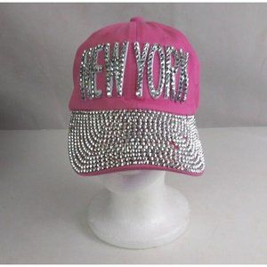 T&T Women's Pink New York Beaded Adjustable Baseball Cap